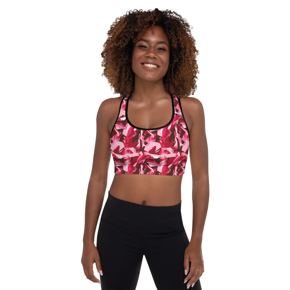 CRAZY DARK ROSE PADDED SPORTS BRA. Yoga Gym and Pilates Activewear. It sForToday