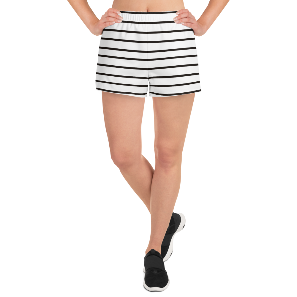 BLACK STRIPES ON WHITE SHORTS. Women s Athletic Short Shorts. Gym