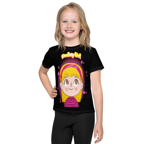 Darling Girl Cartoon Figure. Kids crew neck t-shirt