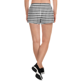 BLACK DOTS ON WHITE SHORTS. Women's Athletic Short Shorts. Yoga, Gym and Pilates Activewear.