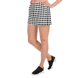 BLACK DOTS ON WHITE SHORTS. Women's Athletic Short Shorts. Yoga, Gym and Pilates Activewear.