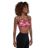 CRAZY DARK ROSE PADDED SPORTS BRA. Yoga, Gym and Pilates Activewear.