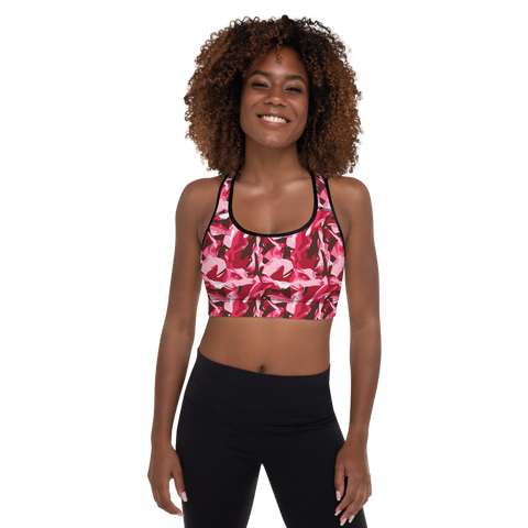 CRAZY DARK ROSE PADDED SPORTS BRA. Yoga, Gym and Pilates Activewear.