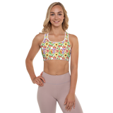 SPRING FLOWERS WATERCOLOR PADDED SPORTS BRA.  Yoga, Gym and Pilates Activewear.