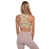 SPRING FLOWERS WATERCOLOR PADDED SPORTS BRA.  Yoga, Gym and Pilates Activewear.
