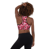 CRAZY DARK ROSE PADDED SPORTS BRA. Yoga, Gym and Pilates Activewear.