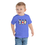 Three Penguins Dancing. Peace. Love. Dance. Happy Together. Toddler Short Sleeve Tee