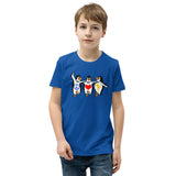 Three Penguins Dancing. Peace. Love. Dance.  Happy Together. Youth Short Sleeve T-Shirt